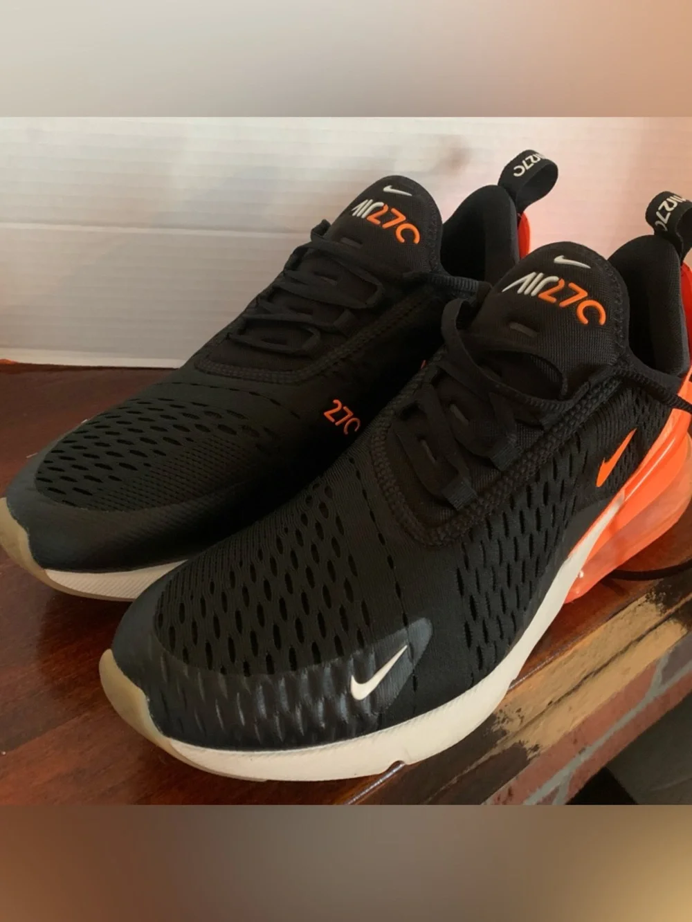 Nike Air Max 270 Black and Bright Orange Running Sneakers